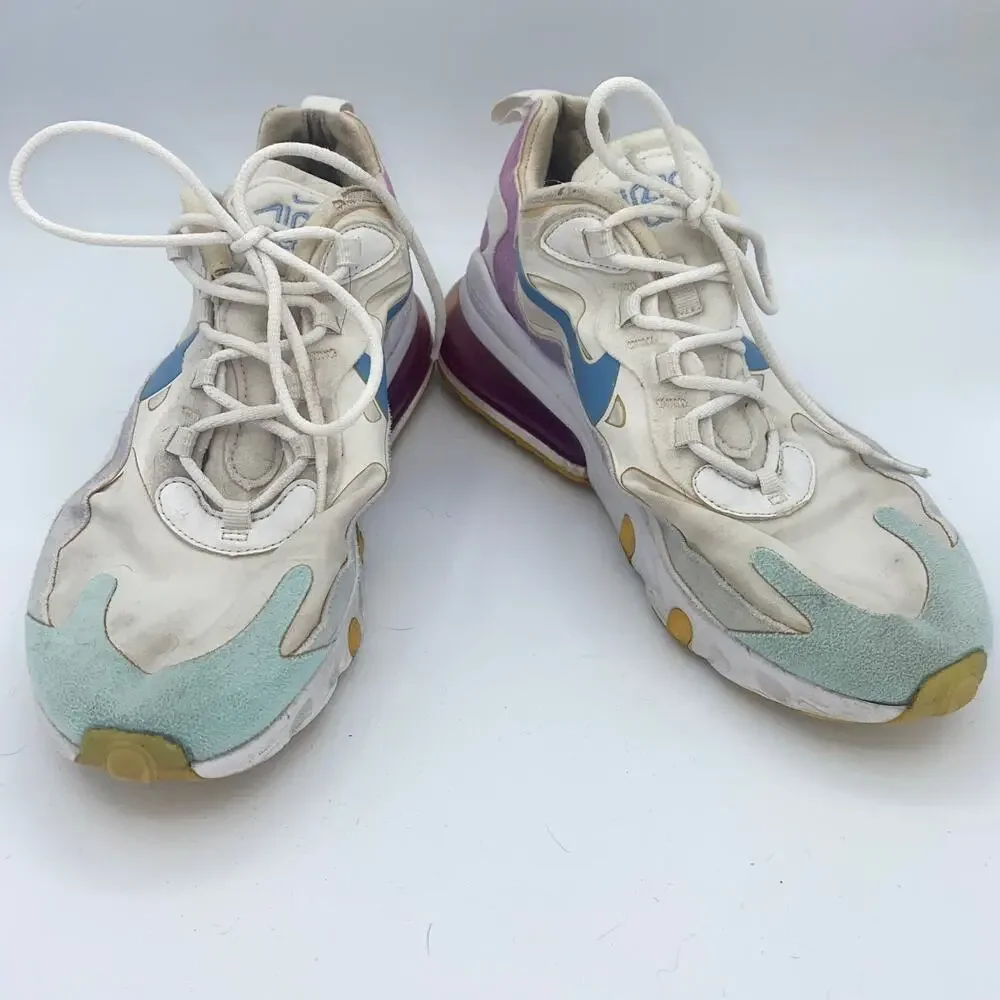 Nike React Athletic Lace-Up White Purple llue Sneakers Women's 8.5 AT6174-102